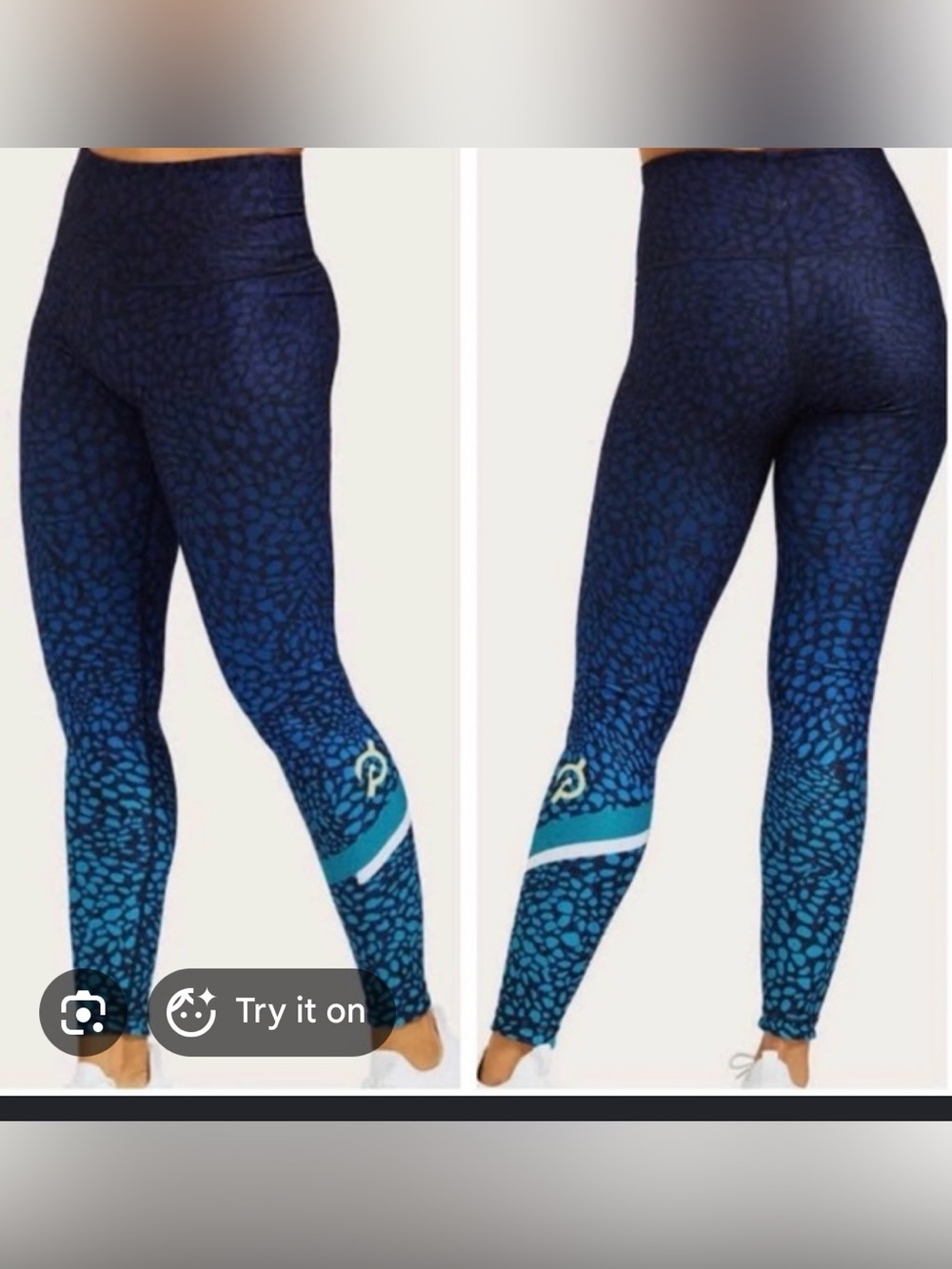 Peloton High-Waist Blue Printed Athletic Leggings